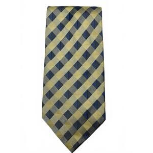 Vintage Retro Foggia Handmade 100% Silk Men's Neck Tie with Blue and Yellow